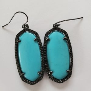 Kendra Scott Elle Gunmetal and Tourquise earrings
